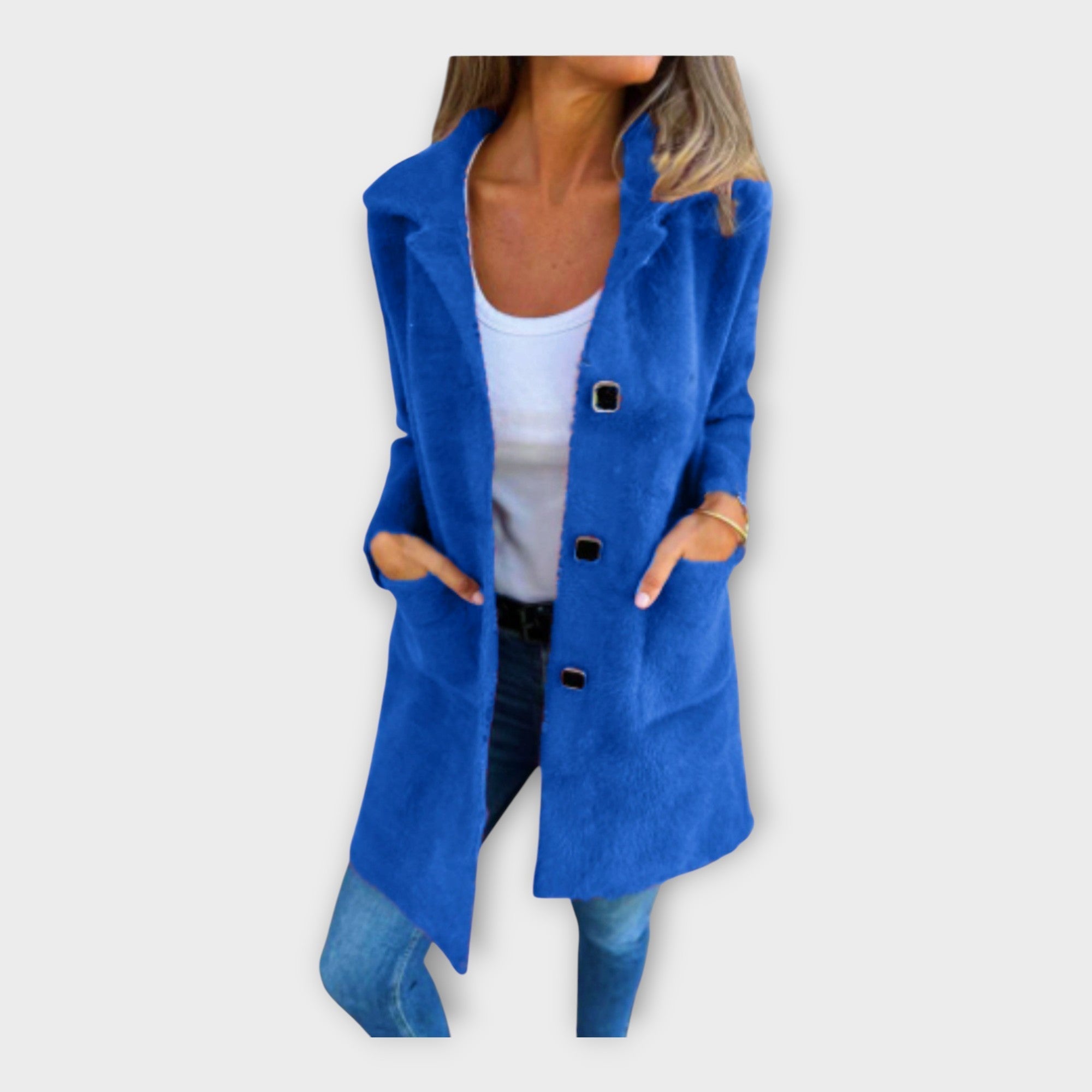 Βελουτέ Παλτό με Κομψό Κλείσιμο